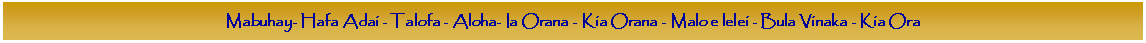 Text Box: Mabuhay- Hafa Adai - Talofa - Aloha- Ia Orana - Kia Orana - Malo e lelei - Bula Vinaka - Kia Ora